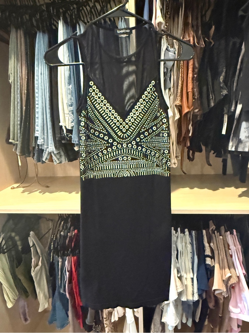 Vintage Bebe Embellished Bodycon Dress